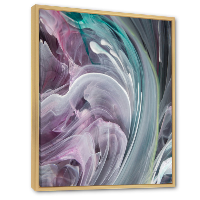Turquoise et mauve liquide Flow Art IV - reproduction d'art moderne sur toile, H 12 po x l 20 po x P 1 po