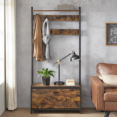 85 cm W Hall Tree with Storage Bench and Shoe Storage