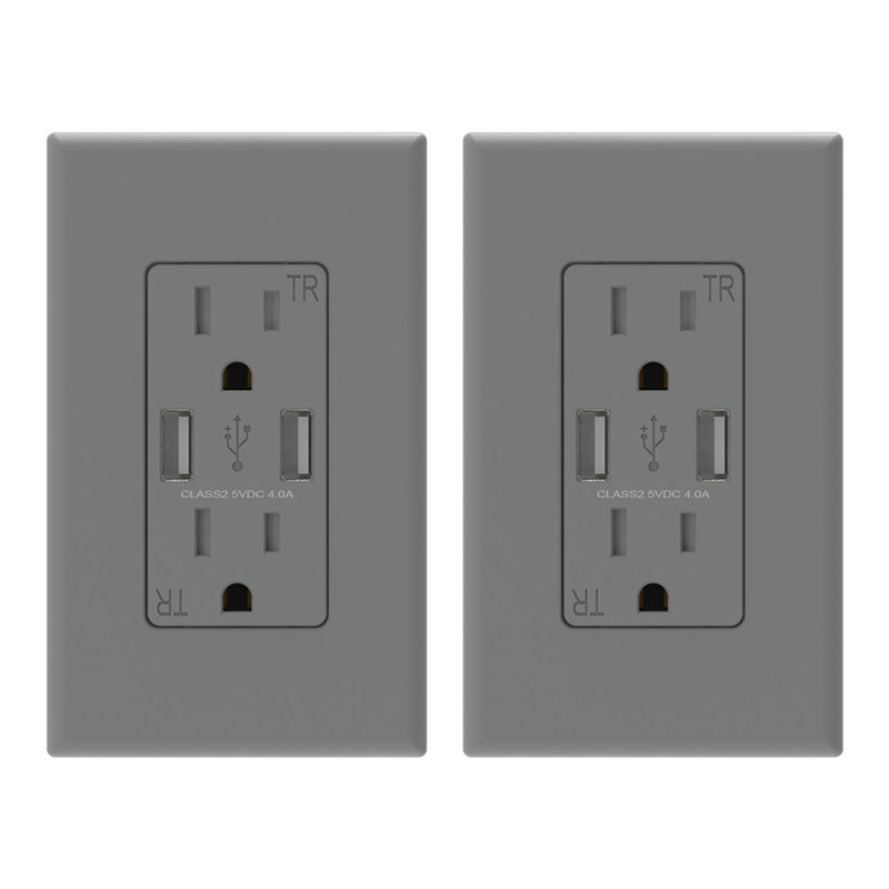 Prises de courant standard de 15 ampères inviolables, 2, Gris