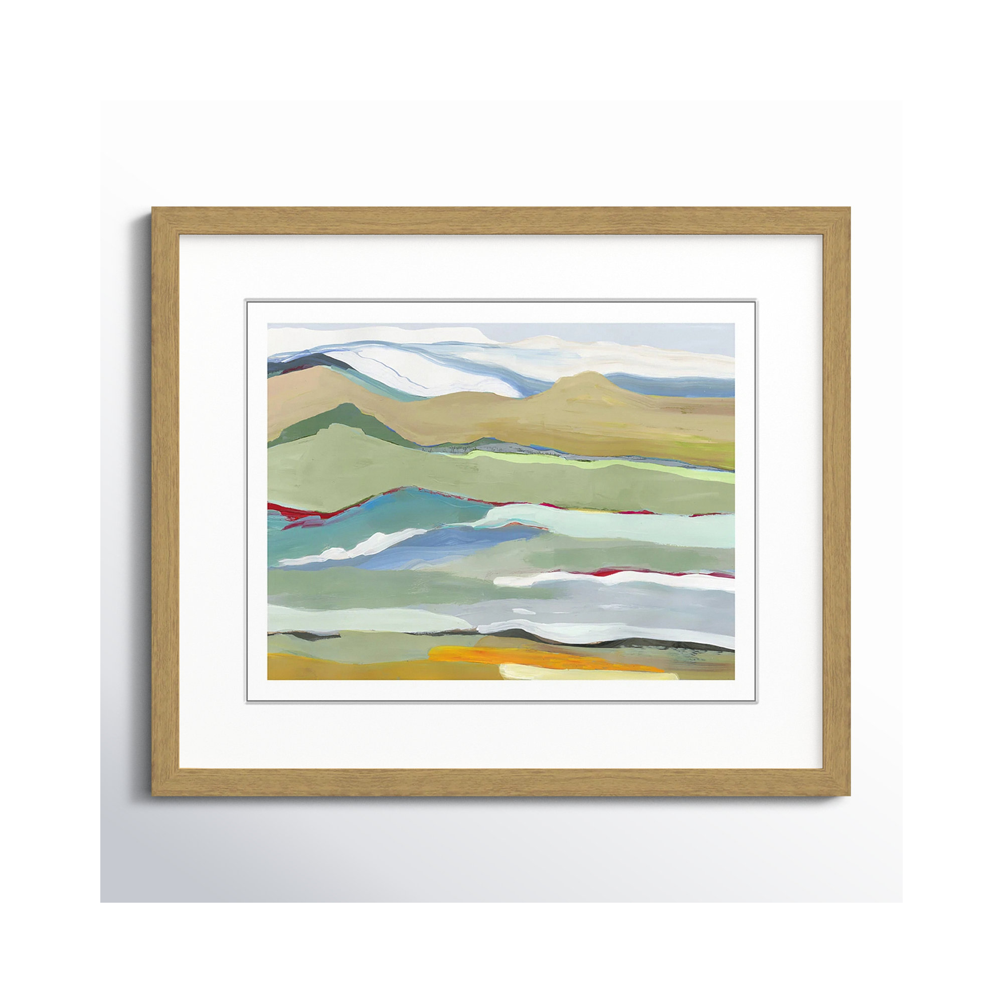 Goodbye Summer on the Hills - Picture Frame Painting, 16" H x 19" W x 0.75" D, Natural Wood Framed
