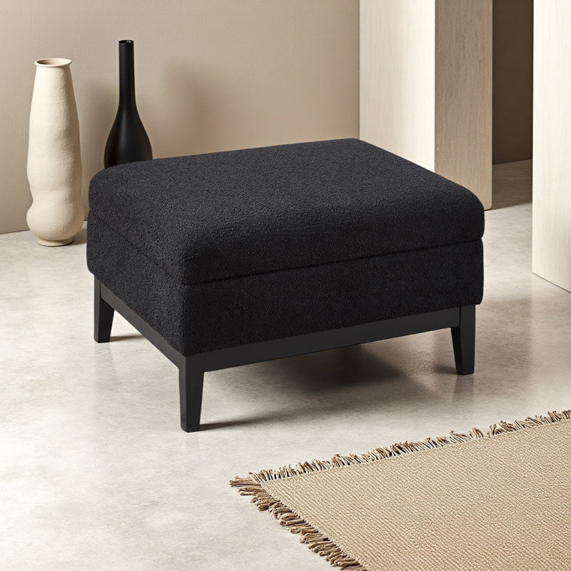 Table basse 34 po avec repose-pieds Boucle, siège réversible, rangement, Noir, Noir
