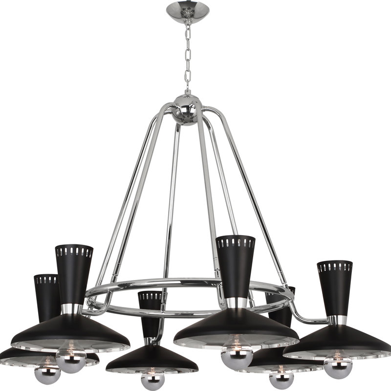 Vortex 6 - Light Chandelier, 34.5" H x 46.25" W x 46.25" D, Polished Nickel, 6