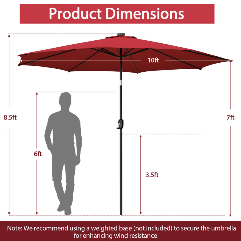 Cayuga 120'' Lighted Market Umbrella, Wine