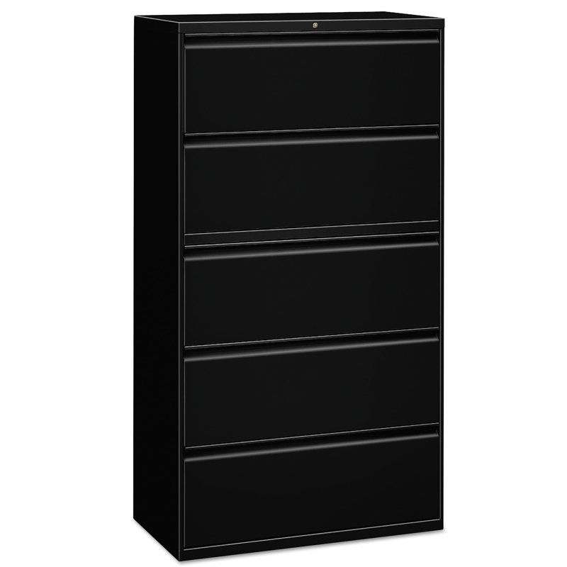 Black 36'' Wide 5-Drawer Lockable Metal File Cabinet