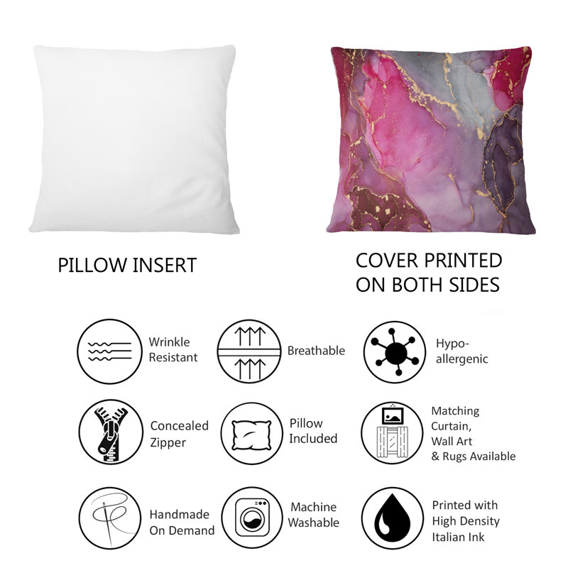 Coussin décoratif de luxe abstrait mauve et gris 12 po x 20 po