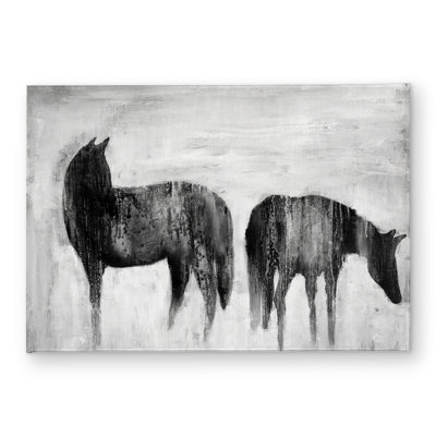 Horses Silhouettes in the Mist Door Mat - Black & White Decor