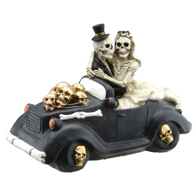 8" Skeleton Couple in Car Halloween Decoration