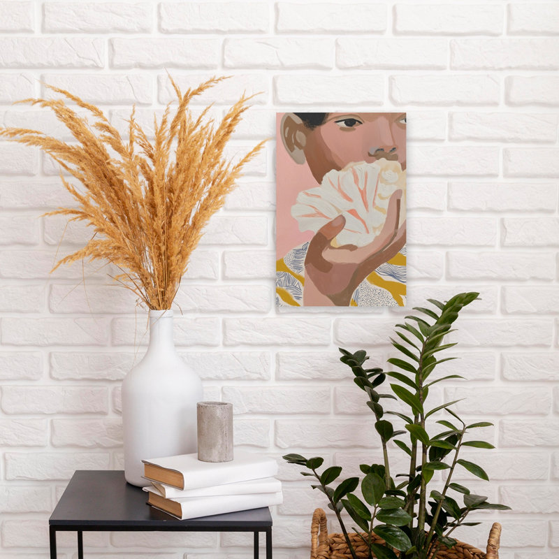 Curious Shell Moment Delicate Modern Organic Ocean Portrait Wall Art Print by Mathieu - Wrapped Canvas Print