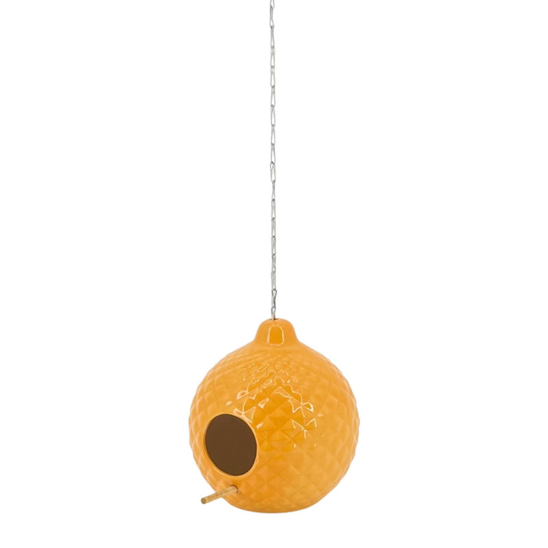 Jasmain Orange Quilted 8 in x 7 in x 7 in Birdhouse, Orange