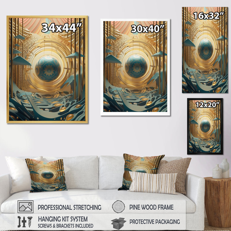 " Infinite Possibilities Retro Futuristic ", Gray Single Picture Framed, 32" H x 24"W x 1" D