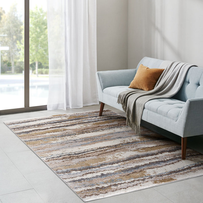 Tapis d'intérieur, tapis tissé à rayures abstraites, Rectangle 6 pi 6 po x 9 pi