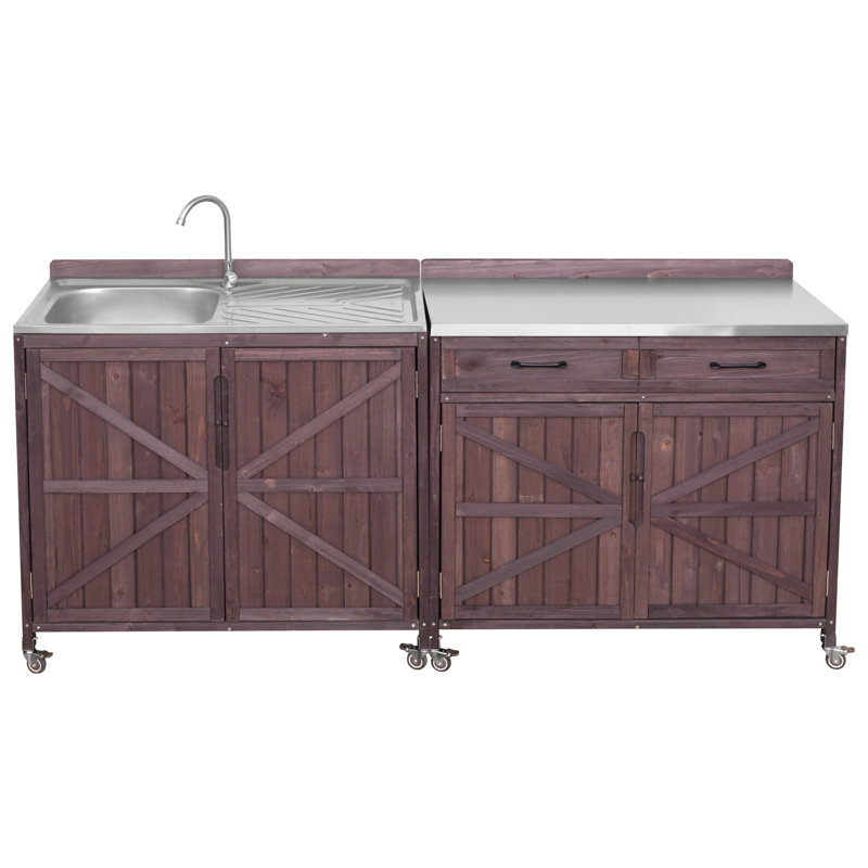 Ensemble de cuisine modulaire d'extérieur 2 pièces 2 pièces, Brun