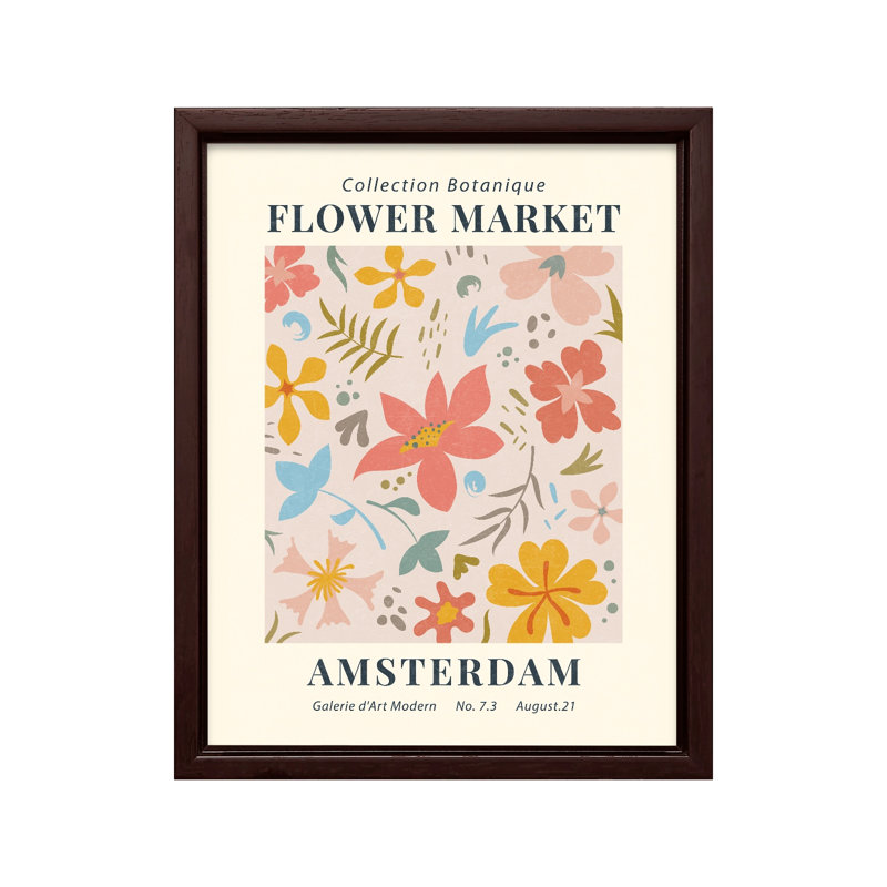 Amsterdam Flower Market, Canevas, H 18 po x l 24 po, Encadrement brun