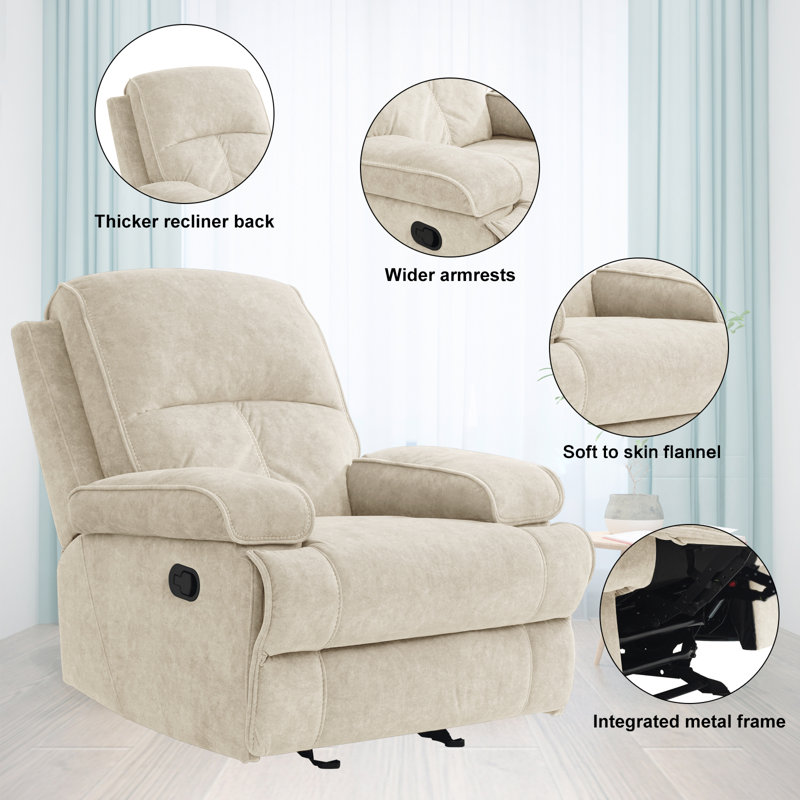 Fauteuil inclinable et oscillant manuel de 35,4 po de largeur, Beige