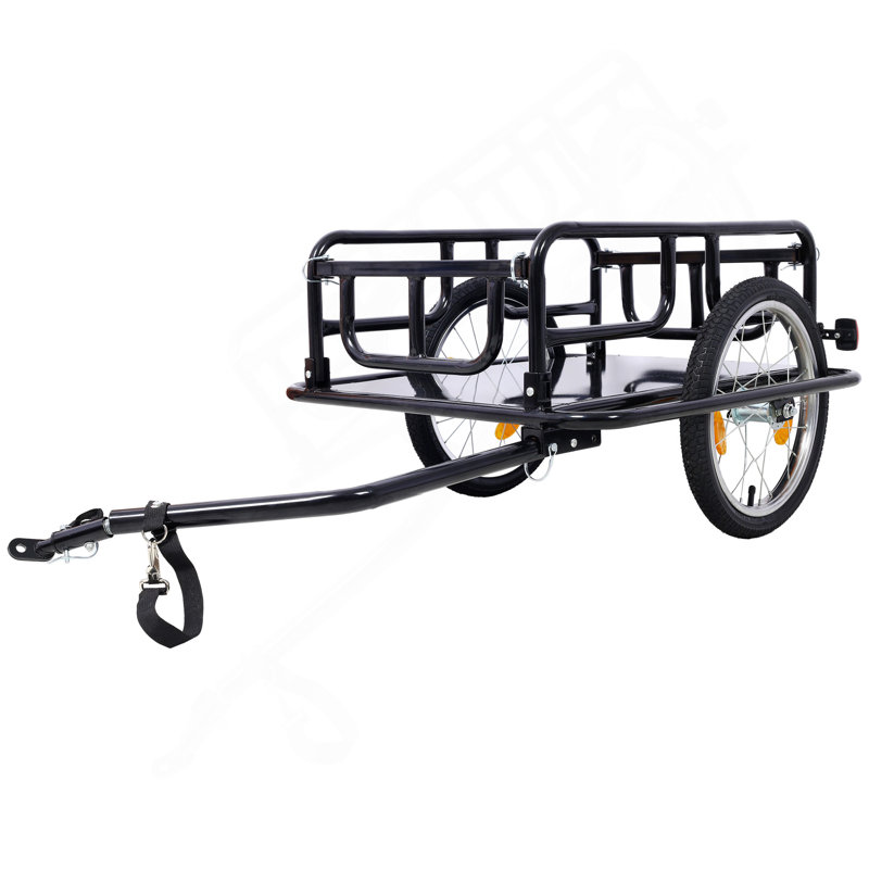 Remorque de cargaison de vélo pliable avec attelage de vélo universel, remorque de chariot de vélo avec roues et réflecteurs de 16 po, grand chariot de rangement de remorque de vélo à chargement