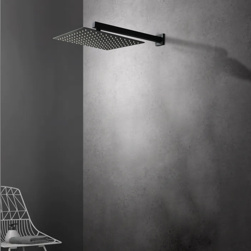 12 Inches Wall Mounted Rain Shower Head,Square Showerhead With Shower Arm,Stainless Steel,Brushed Nickel, Matte Black