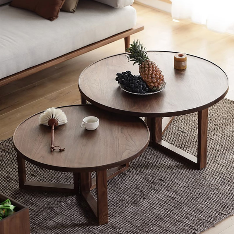 Petite combinaison de table de bout ronde, Noyer foncé