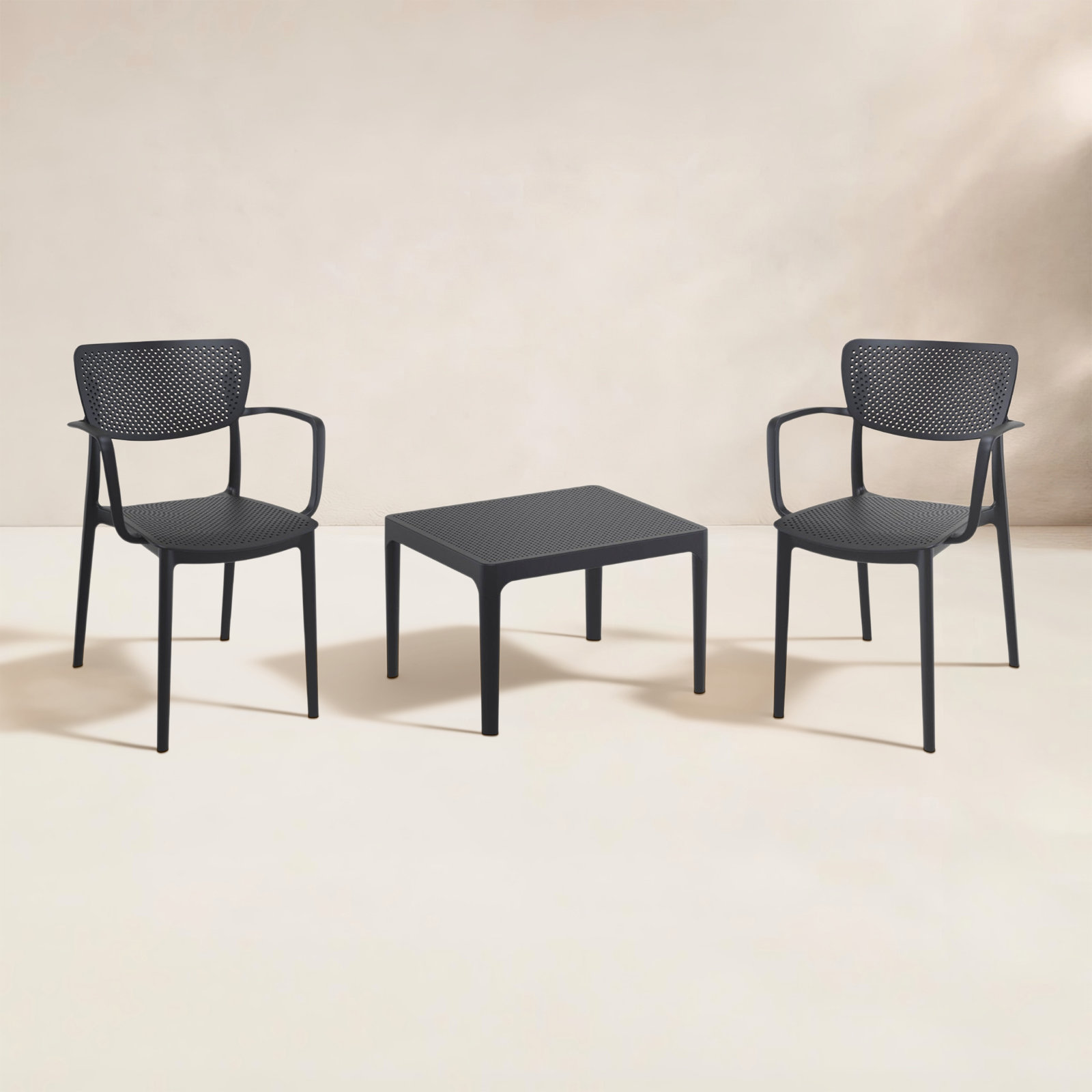Farrah 2-Person Patio Seating Group, Black
