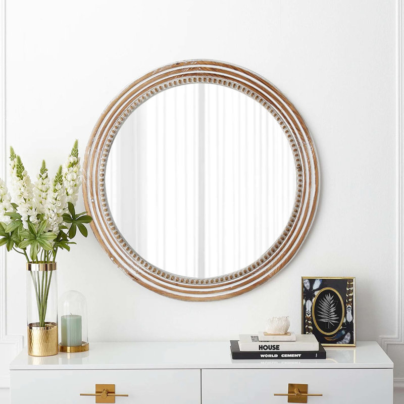 Miroir rustique décoratif 23,29 pouces avec perles