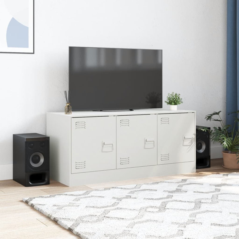 Alamar Unfinished TV Stand for TVs up to 24", Highgloss Sand Grey