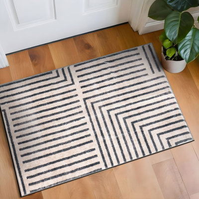 Distressed Bohemian Stripes Washable Non Slip Area Rug