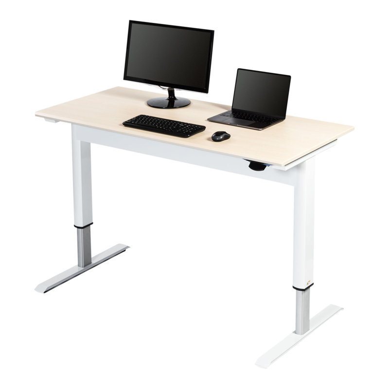 Bureau debout à hauteur ajustable Hamleigh, Teck / Noir, H 27,5 po x l 48 po x P 29,5 po