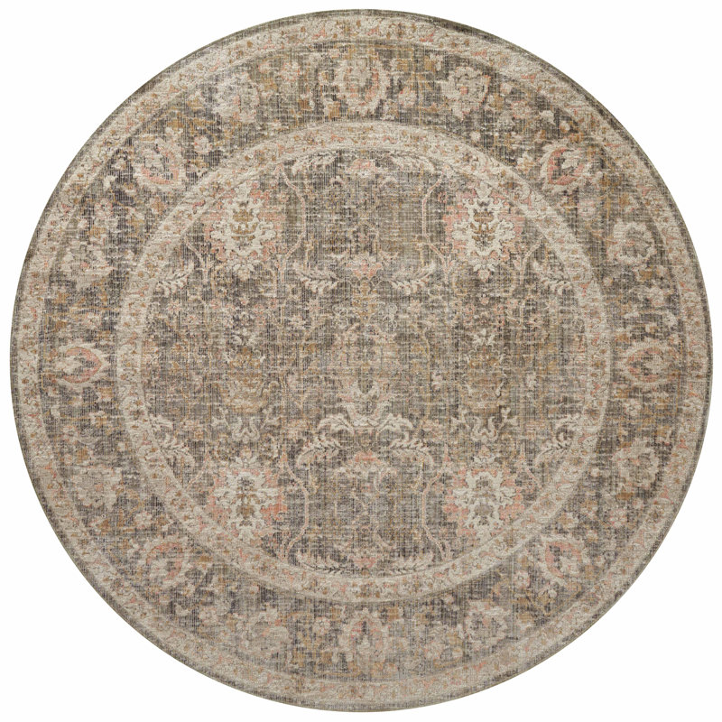 Chris Loves Julia x Loloi Rosemarie Oriental Sage Blush Area Rug, Round 5'