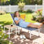 Méridienne d'extérieur, fauteuil de bronzage à 5 positions, bleu foncé-1127239146