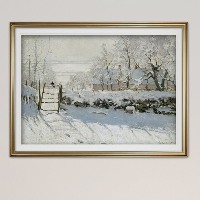 «The Magpie» par Claude Monet, impression, Or, H 31 po x l 43 po x P 1,5 po