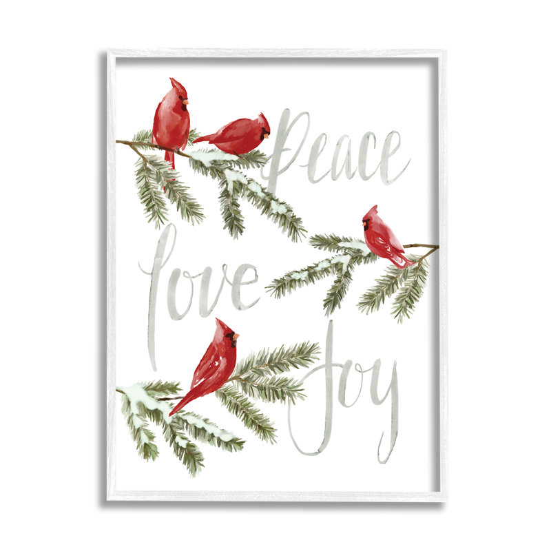 Winter Cardinals perché par Dogwood, H 30 po x l 24 po x P 1,5 po, Giclée encadrée blanc bord de mer