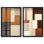Tonal Grid Duo Shadowbox Print Boho Gold Wall Decor Set by Art Remedy, Blonde Frame, 36 x 54