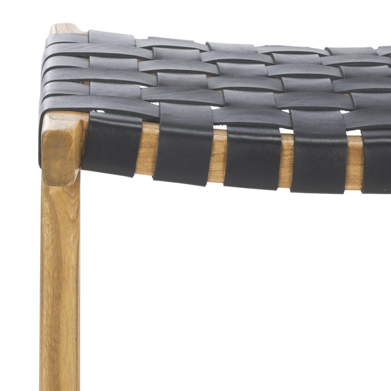Tabouret de bar et de comptoir en cuir Alston, Naturel, Tabouret de comptoir (hauteur du siège de 26,8 po, Noir