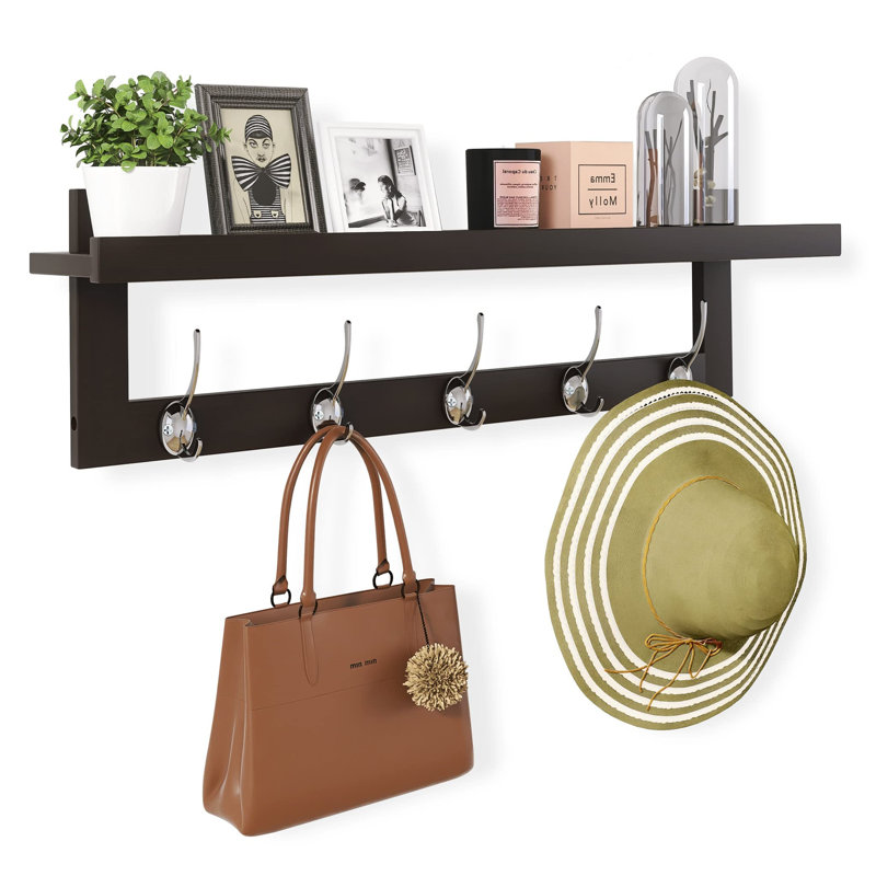 Aidian Wall Mounted Coat Rack, Dark Brown