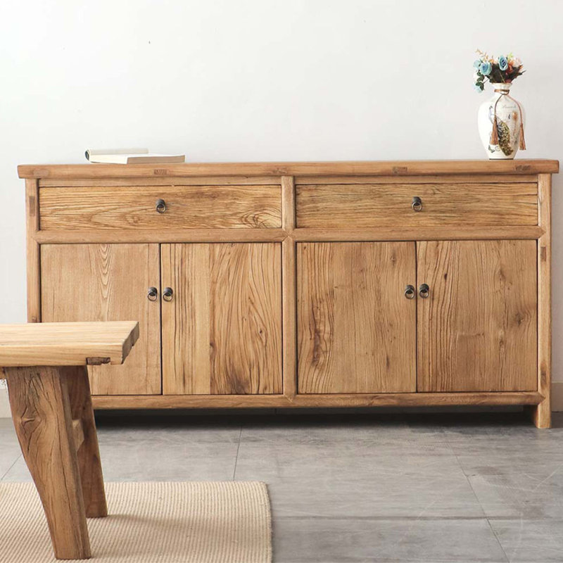 Chinese-Style Retro Walnut Storage Side Cabinet