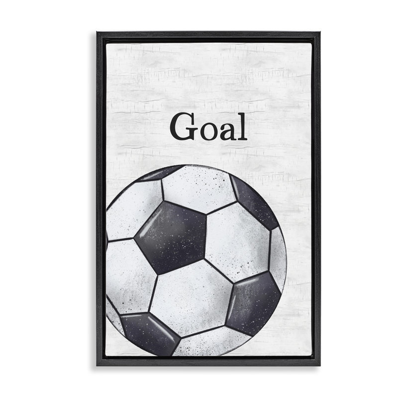Toile flottante avec ballon de soccer par JJ Design House LLC, Cadre flottant noir de jais, H 31 po x l 21 po
