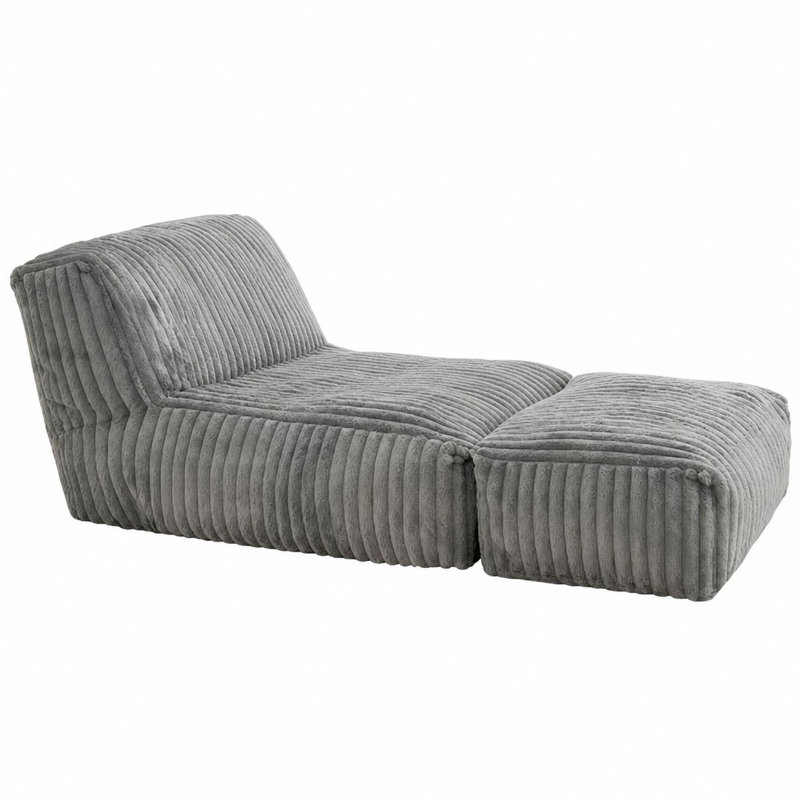 Corduroy Bean Bag Lounger, Light Gray Corduroy