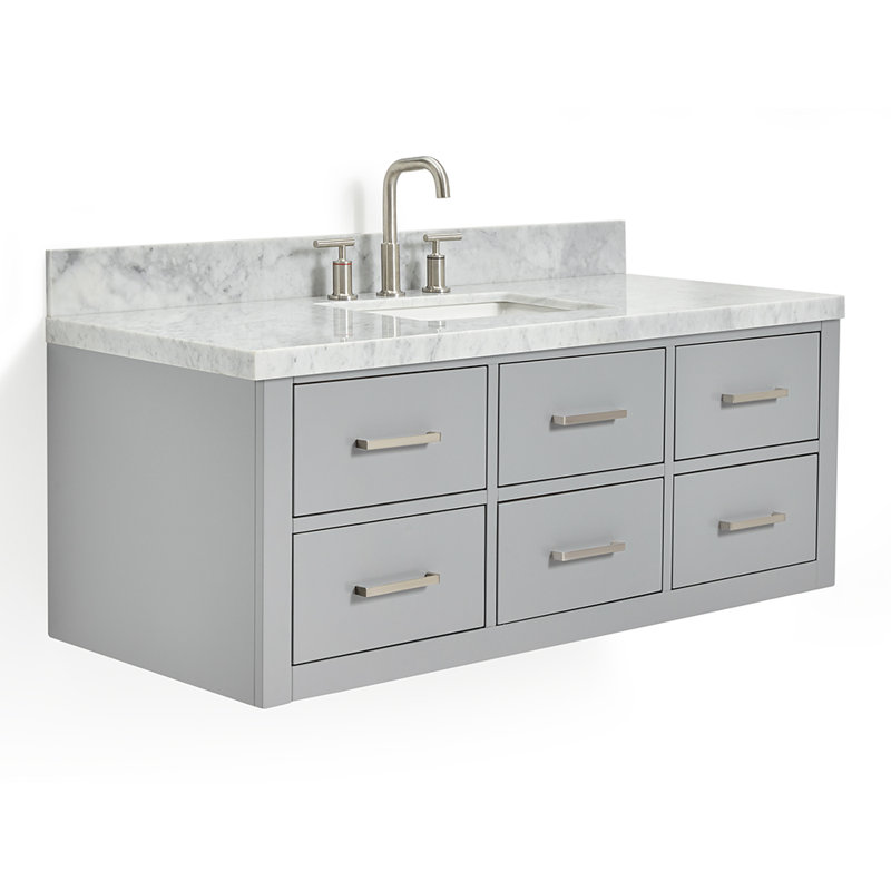 Ensemble de meuble-lavabo mural simple 49 po, Gris, Nickel brossé