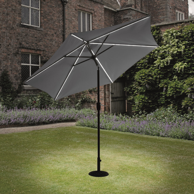 2.7m Parasol with LED Strip Lights, Grey