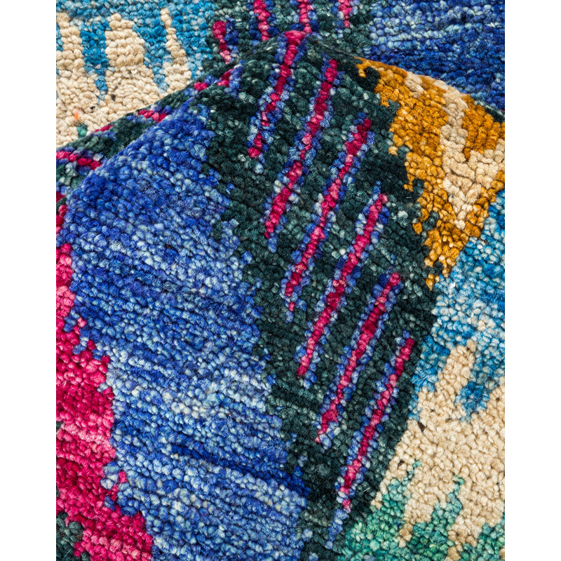 Tapis de couloir bleu marine noué à la main Hilla Modern One-of-a-Kind
