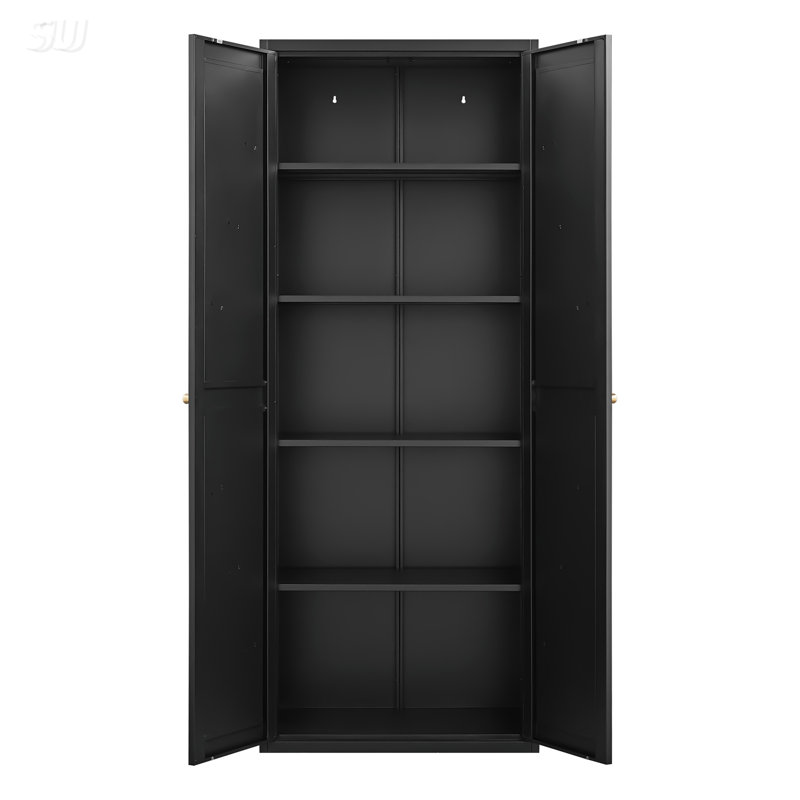Armoire de rangement en métal durable à 2 portes avec tablettes réglables, idéale pour la cuisine, le salon et l'organisation de bureau