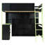 Lit mezzanine en bois avec bureau, tablettes, tiroirs et éclairage Bailey-1212846024
