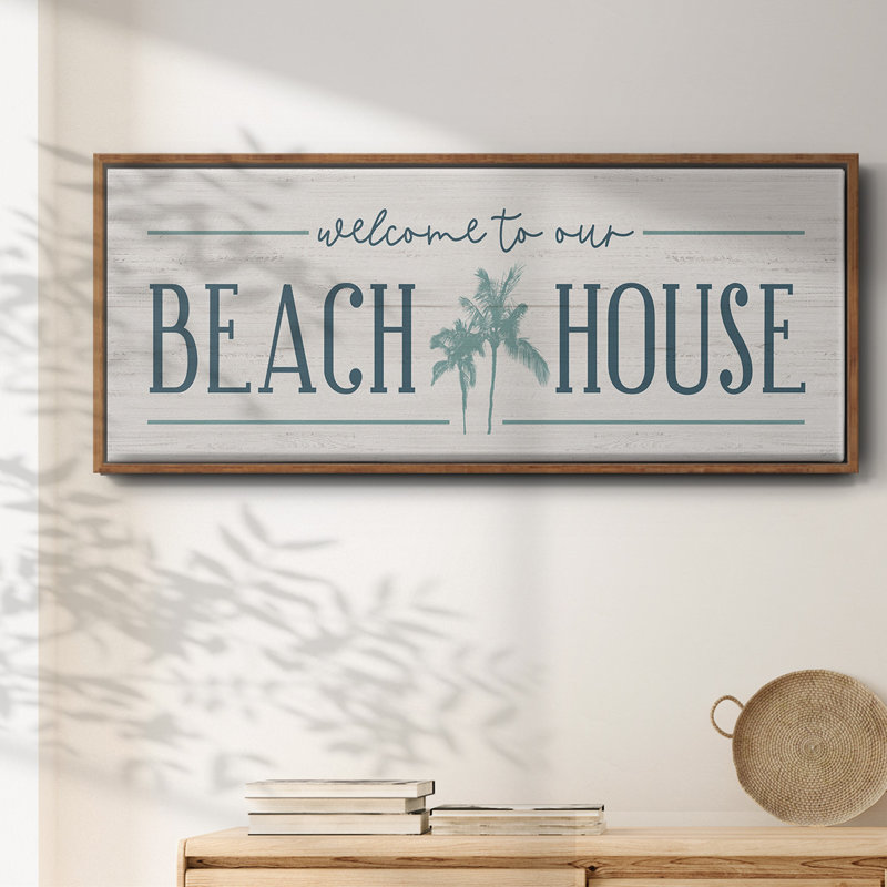 Our Beach House- Framed Canvas, 8" H x 20" W