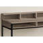 Table d'ordinateur moderne avec espace de rangement, longueur 48 po, stratifié brun, métal noir, surface de travail de bureau à domicile de 48 po, taupe, tablettes, design