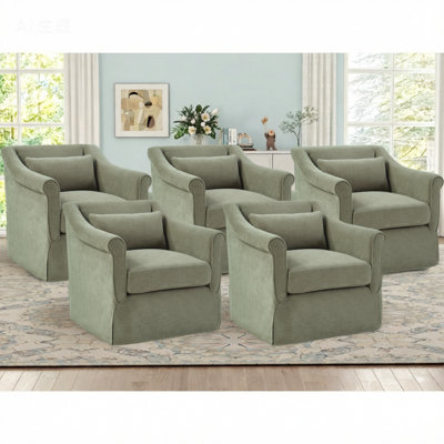 30" Wide Modern Soft Upholstered Swivel Accent Chair With Lumbar Pillow