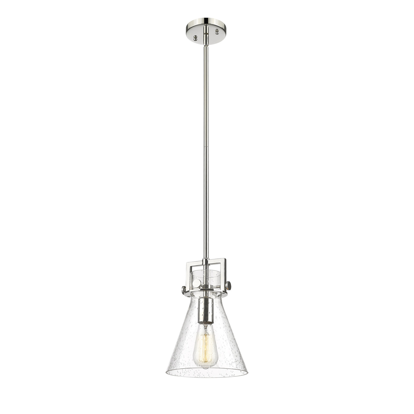 Coterie Single Light Glass Dimmable Pendant, Seedy, Polished Nickel, 11.38" H x 8" W x 8" D