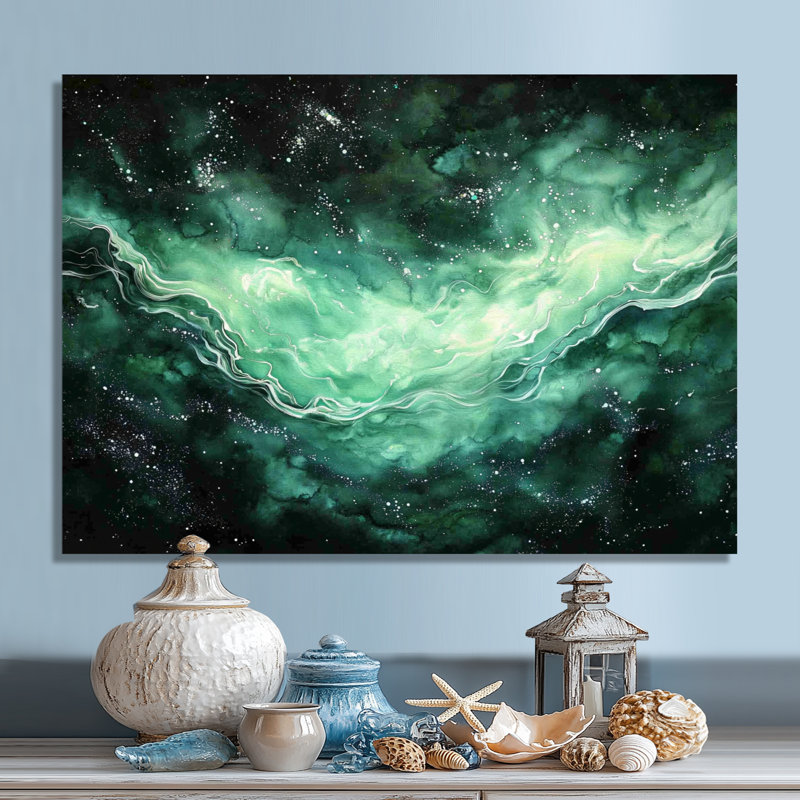 Mystique cascade d'aura boréale - plage, décoration murale en métal, impression nautique, 30" H x 40" W x 0.84" D