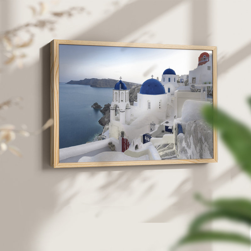Lever de soleil de Santorin - reproduction encadrée - réarmable, Naturel, H 11 po x l 14 po