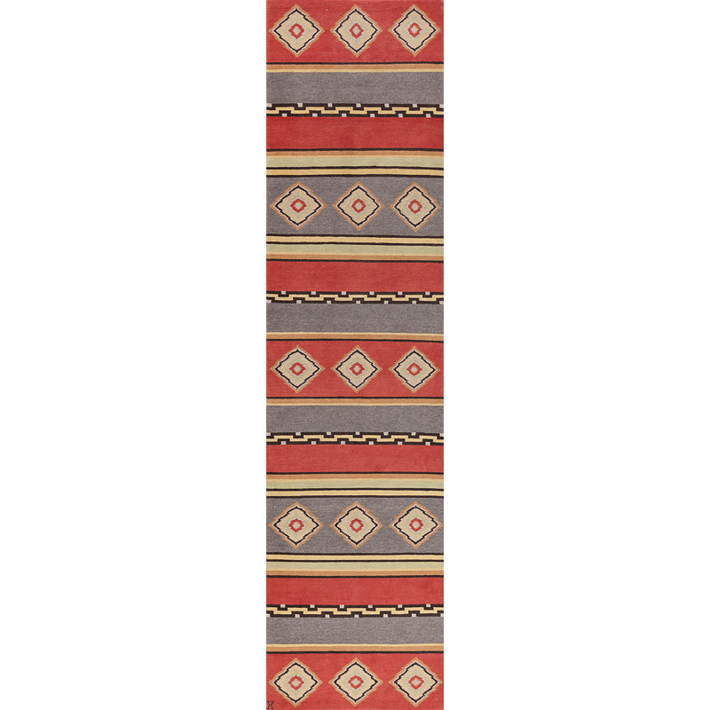 Mesa Wool Southwestern Area Rug in Red, Runner 3' x 10'