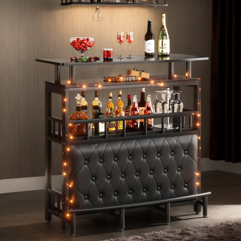 Meuble-bar pour la maison, table de bar avec rangement et repose-pieds.