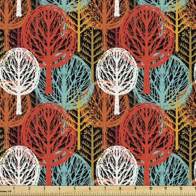 Peele Colourful Sketch of Autumn Trees Fabric